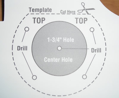 Template for drilling holes in holding tank