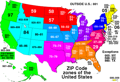ZIP Code Zones of USA